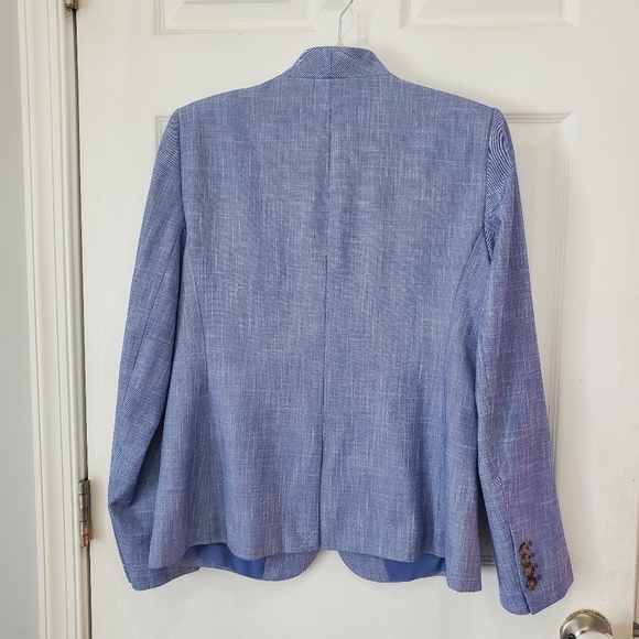 Ann Taylor Cutaway Blazer in Cross Weave Blue Size 4 NWT - Picture 3 of 15